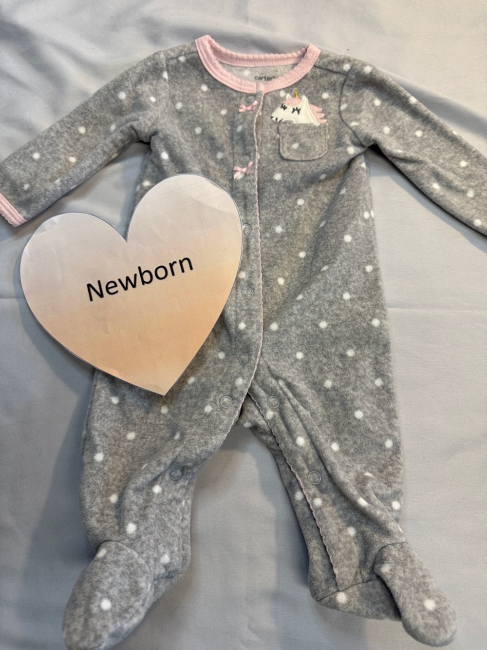 Carter's - Grey and Pink Fleece Onesie Sleeper